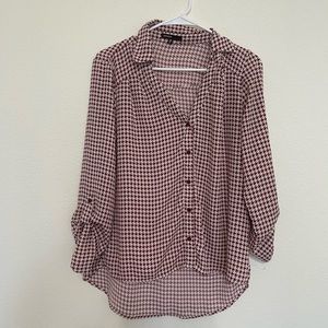 Love Culture Medium Collared Shirt Houndstooth pattern blouse button down